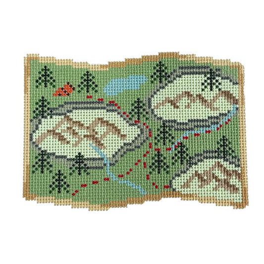 Hiking Map Painted Canvas Fire and Iris 