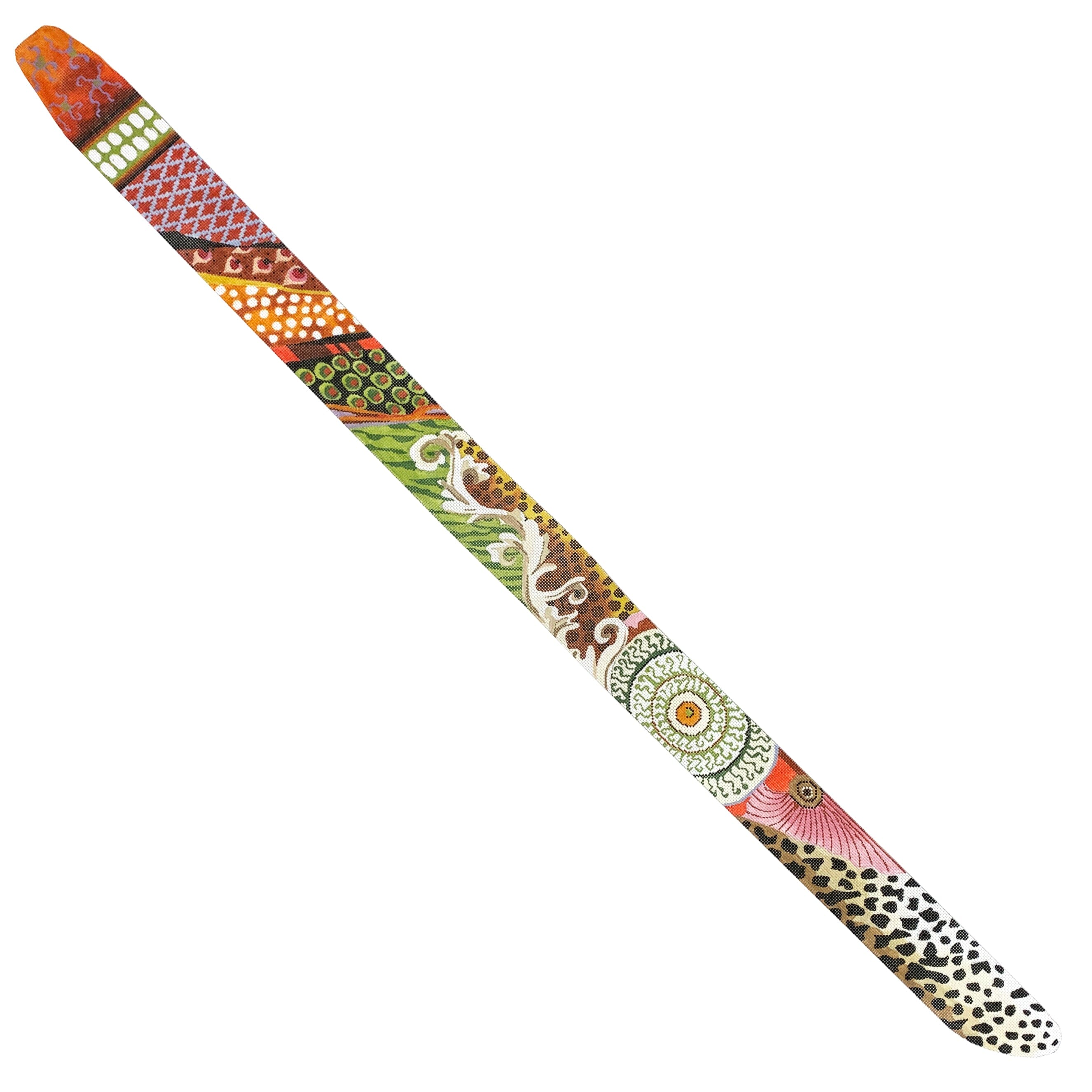 Hip Belt 752   Boho Green & Red Leopard Painted Canvas Colors of Praise  - 1
