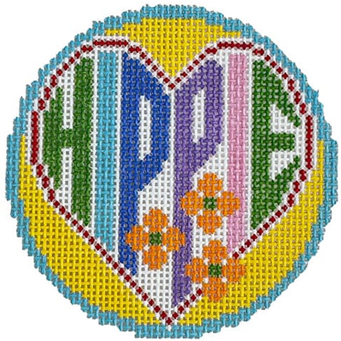 Hippie Badge Painted Canvas Doolittle Stitchery 
