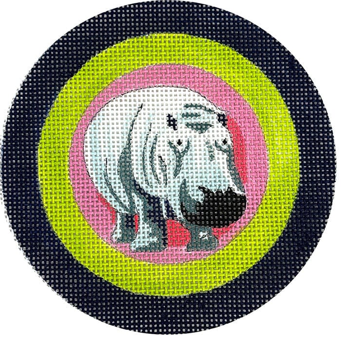 Hippo 4" Round Painted Canvas Colors of Praise  - 1