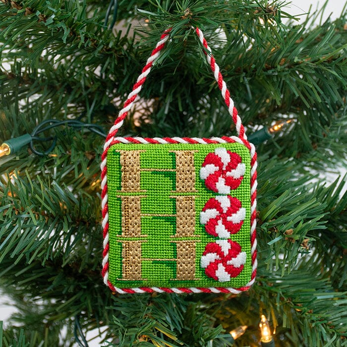 "Ho Ho Ho" Square with Stitch Guide Printed Canvas Two Sisters Needlepoint 
