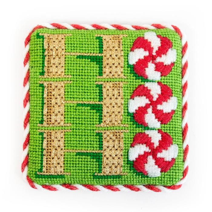 "Ho Ho Ho" Square with Stitch Guide Printed Canvas Two Sisters Needlepoint 
