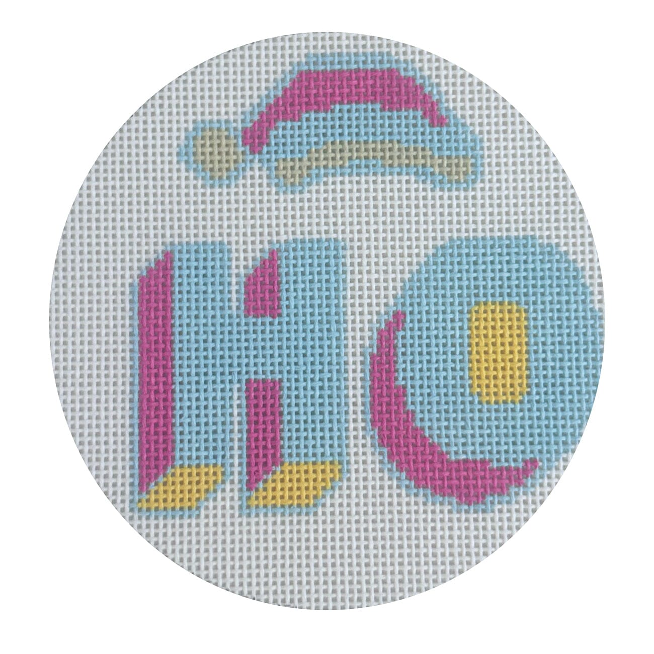 Ho Pastel Blue Round Painted Canvas Walker's Needlepoint  - 1