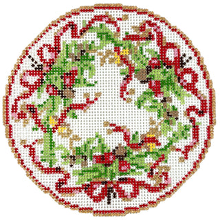 Holiday Garland Plate Painted Canvas The Gingham Stitchery 
