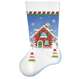 Holiday House Stocking 13 mesh Painted Canvas Pepperberry Designs 
