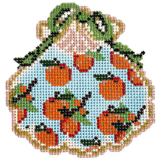 Holiday Oranges Gilded Scallop Painted Canvas KCN Designers 
