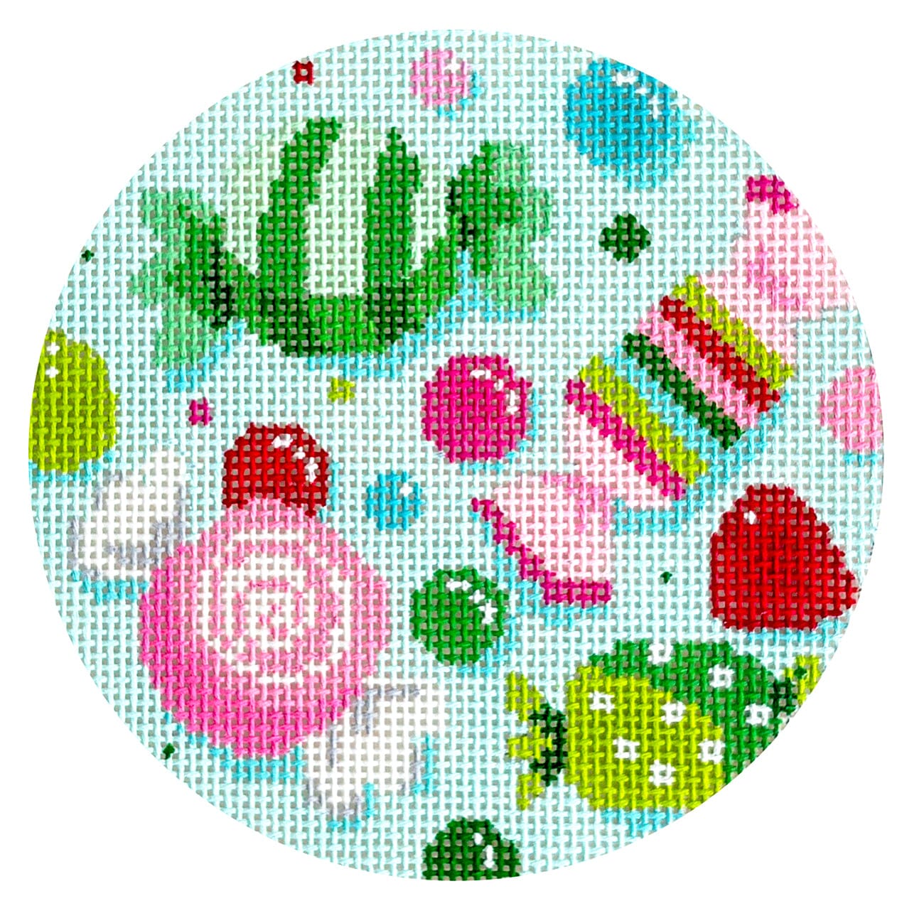 Holiday Taffy Round Painted Canvas Blueberry Point Canvas  - 1