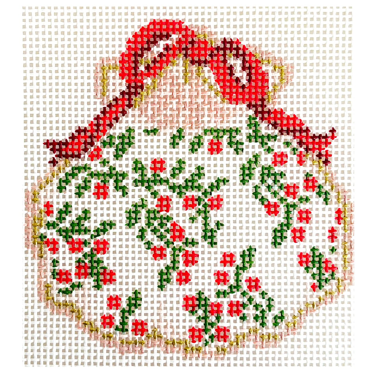 Holiday Vines Gilded Scallop Painted Canvas KCN Designers  - 1