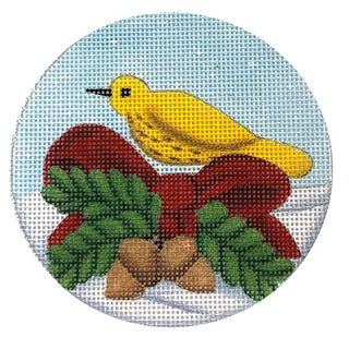 Holly Bird Ornament Painted Canvas Melissa Shirley Designs 
