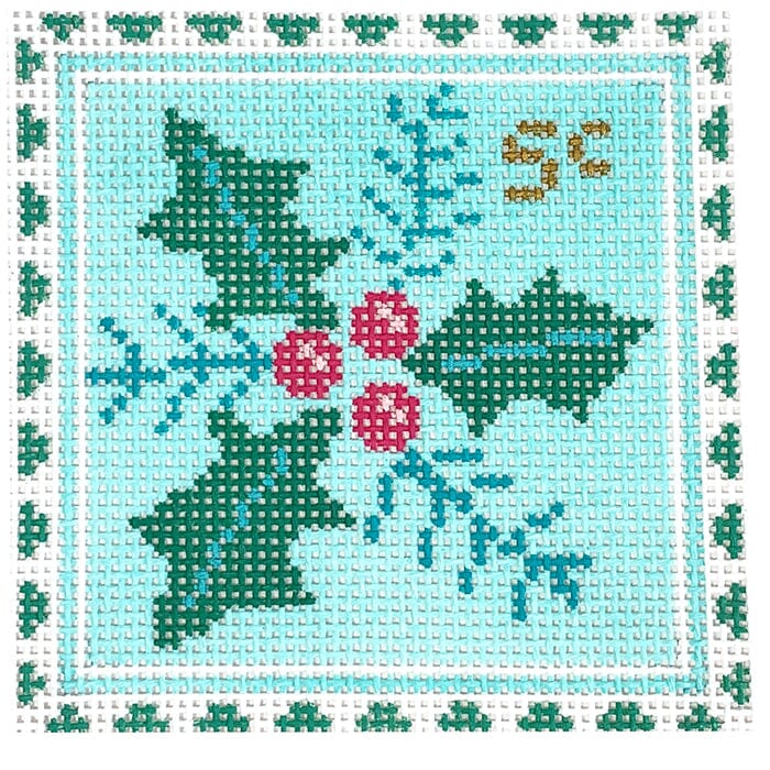 Holly Stamp Painted Canvas Stitch Rock Designs  - 1