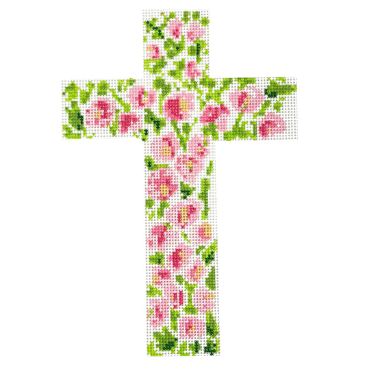 Hollyhock Cross Painted Canvas Camilla Moss 