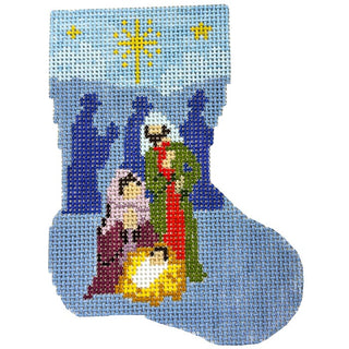 Holy Family Mini Stocking Painted Canvas Needlepoint.Com 
