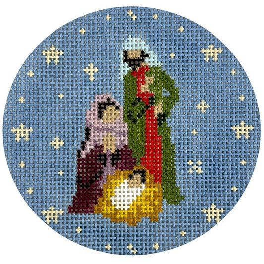 Holy Family Round Painted Canvas Needlepoint.Com 
