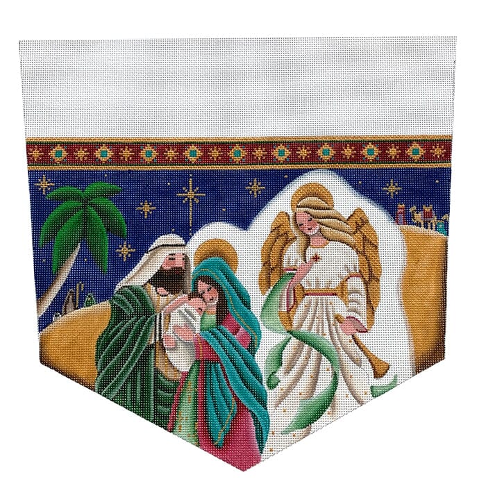 Holy Family Stocking Cuff on 18 Painted Canvas Rebecca Wood Designs 