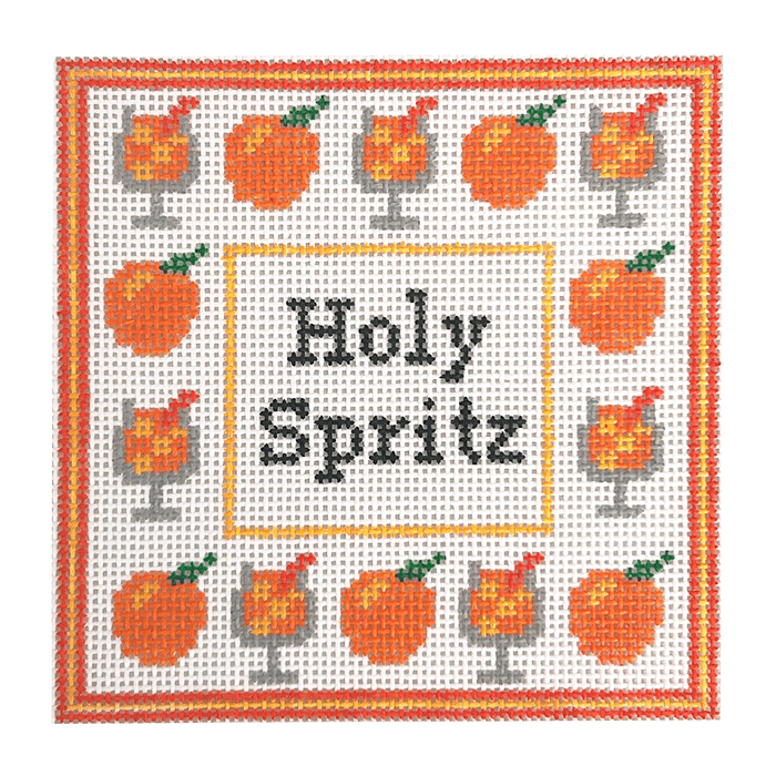 Holy Spritz Coaster Painted Canvas Mopsey Designs  - 1