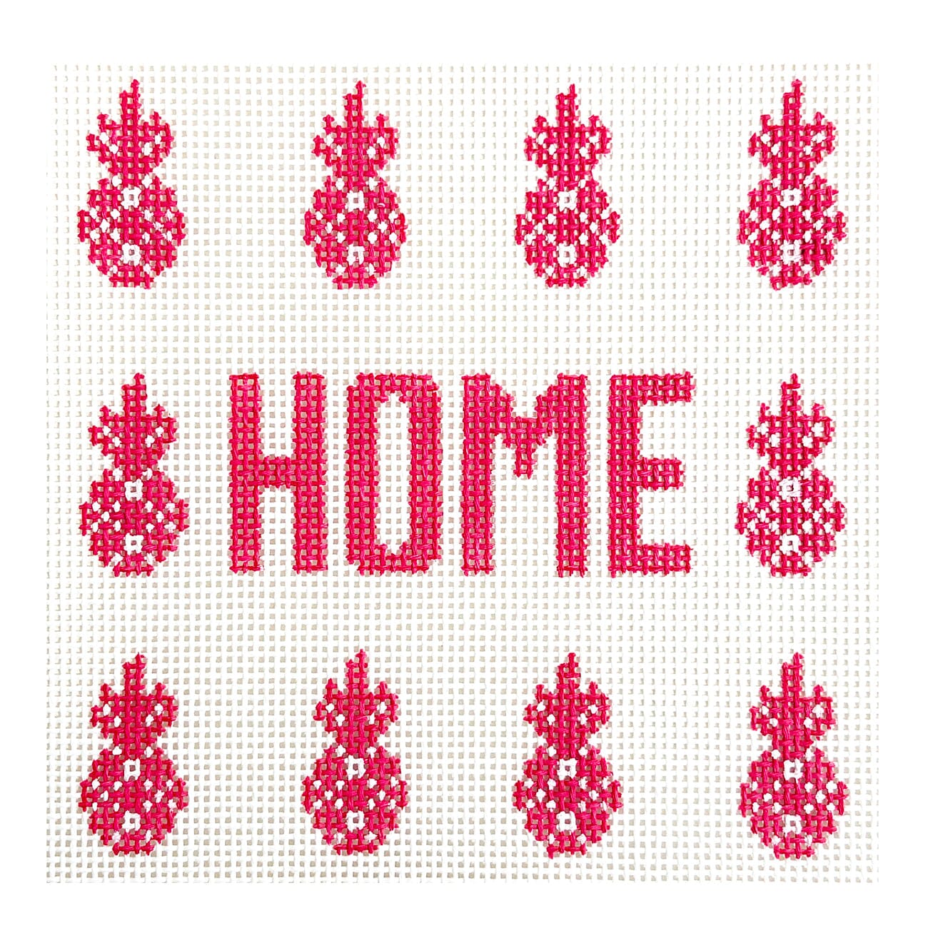Home, Pink Pineapples Painted Canvas Blue Waters Needlepoint  - 1
