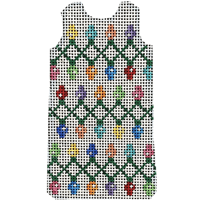Horizontal Xmas Lights Mini Shift Printed Canvas Two Sisters Needlepoint 
