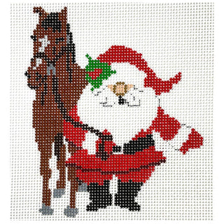 Horse Hobby Santa Painted Canvas Atlantic Blue Canvas 
