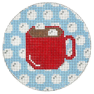 Hot Cocoa Round Painted Canvas Love MHB Studio 
