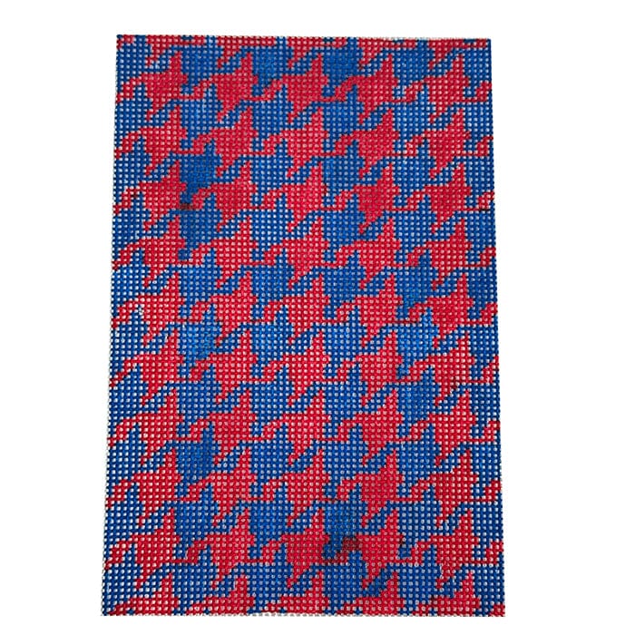Houndstooth   Red & Blue Insert Painted Canvas Kate Dickerson Needlepoint Collections 

