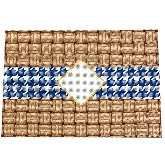 Houndstooth/Mono Clutch Navy Printed Canvas Two Sisters Needlepoint 