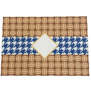 Houndstooth/Mono Clutch Navy Printed Canvas Two Sisters Needlepoint 
