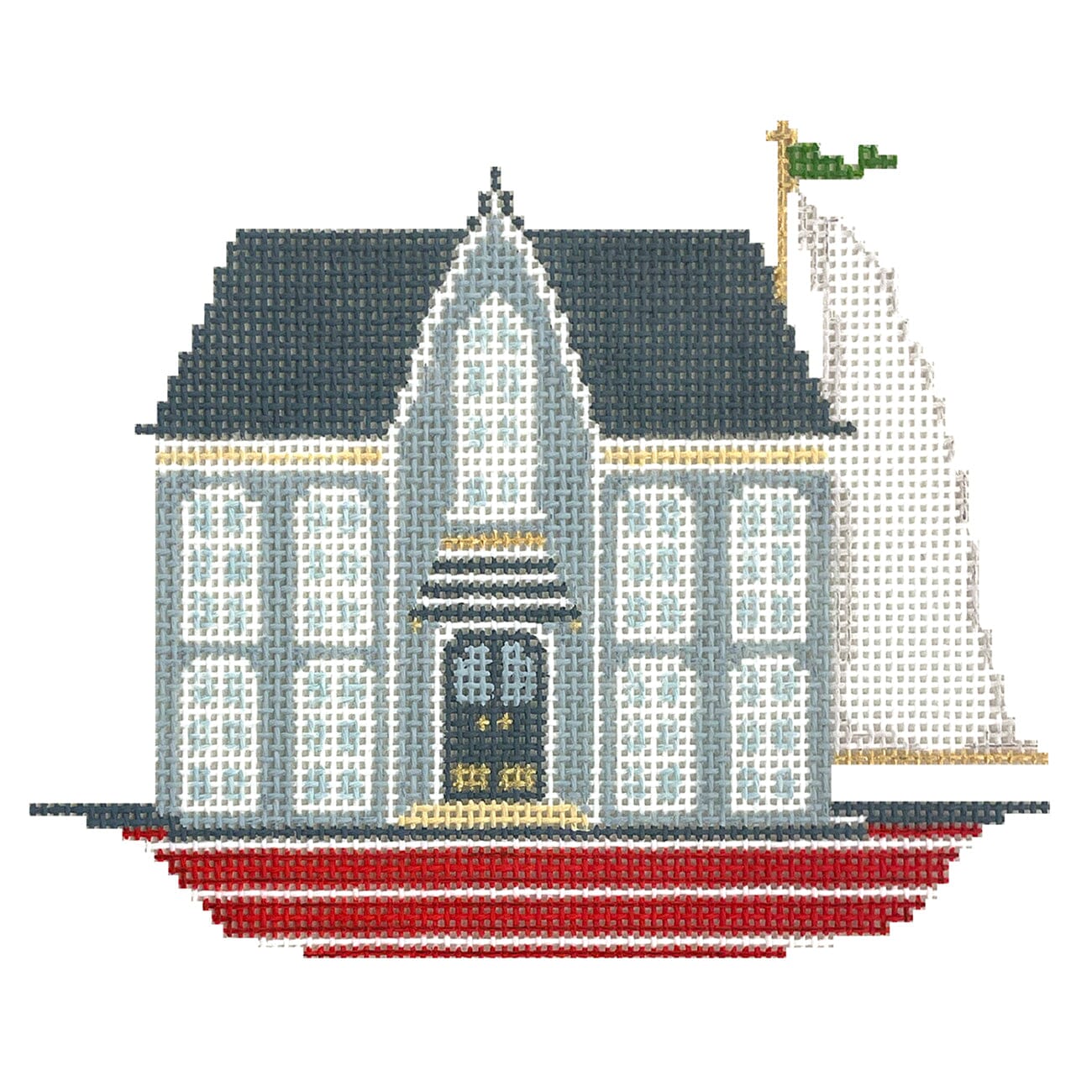 House Boat   American Gothic Painted Canvas The Plum Stitchery  - 1