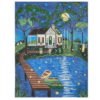 House: Cabin by the Pond Painted Canvas Painted Pony Designs 
