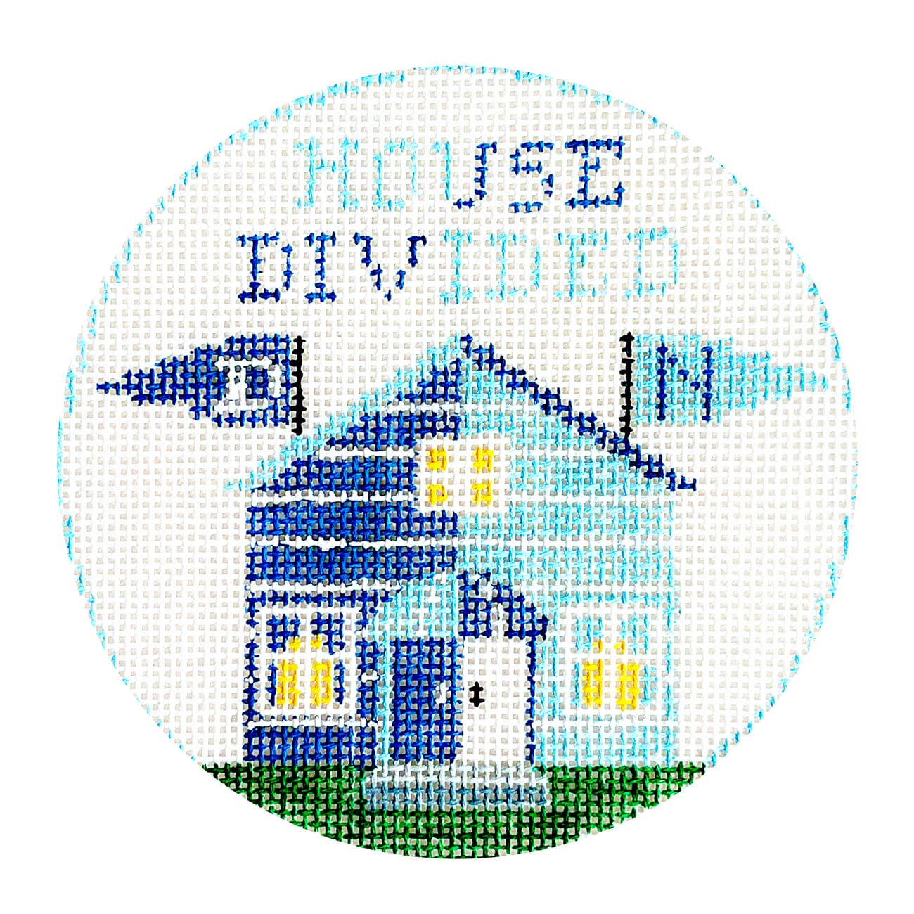House Divided Round   Duke / UNC Painted Canvas Kathy Schenkel Designs  - 1