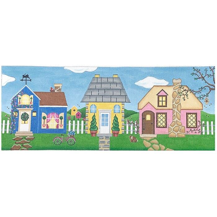 Houses in Season   Spring Painted Canvas Pepperberry Designs  - 1