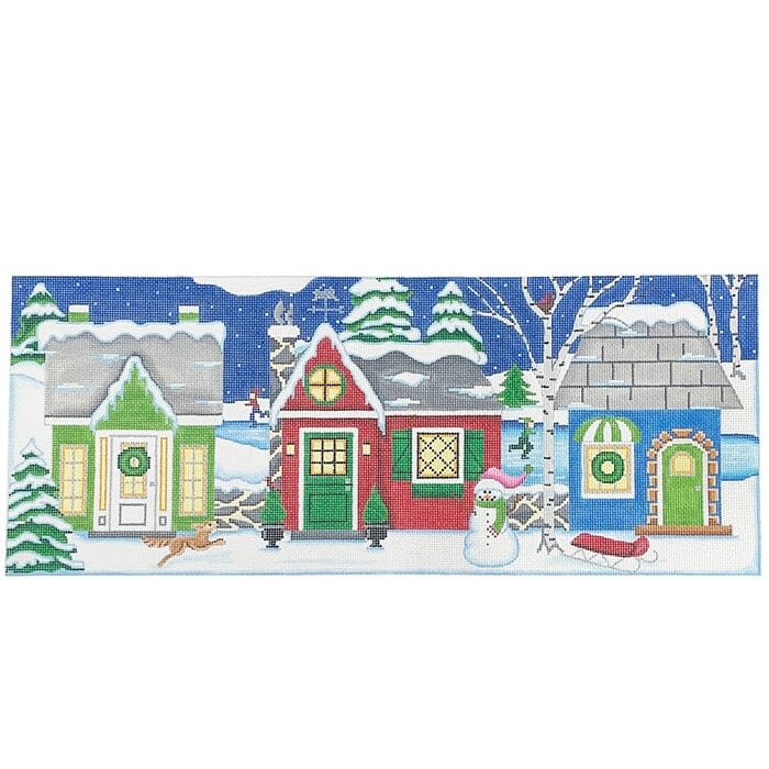 Houses in Season   Winter Painted Canvas Pepperberry Designs 
