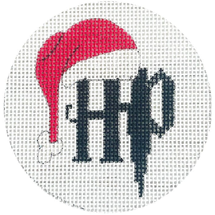 HP Santa Hat Round Painted Canvas Alice Peterson Company  - 1