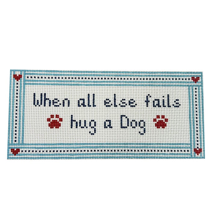 Hug a Dog Printed Canvas SLS Needlepoint 