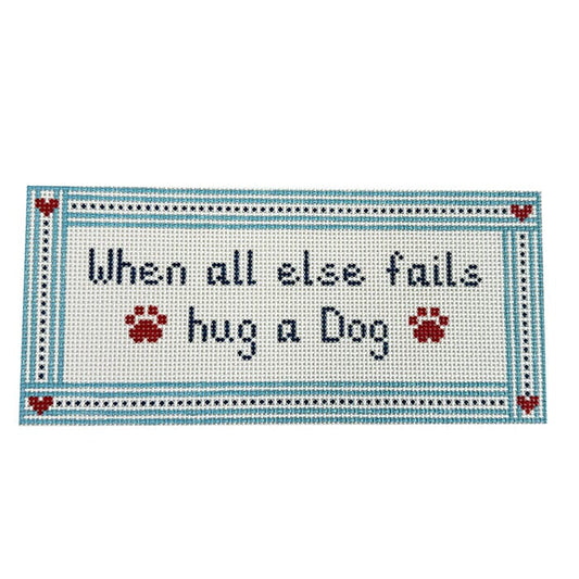 Hug a Dog Printed Canvas SLS Needlepoint 