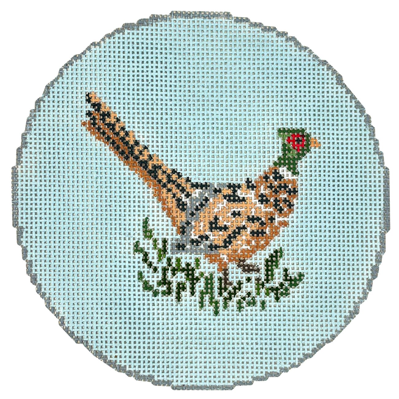 Hunting Phesant Round Printed Canvas KCN Designers 
