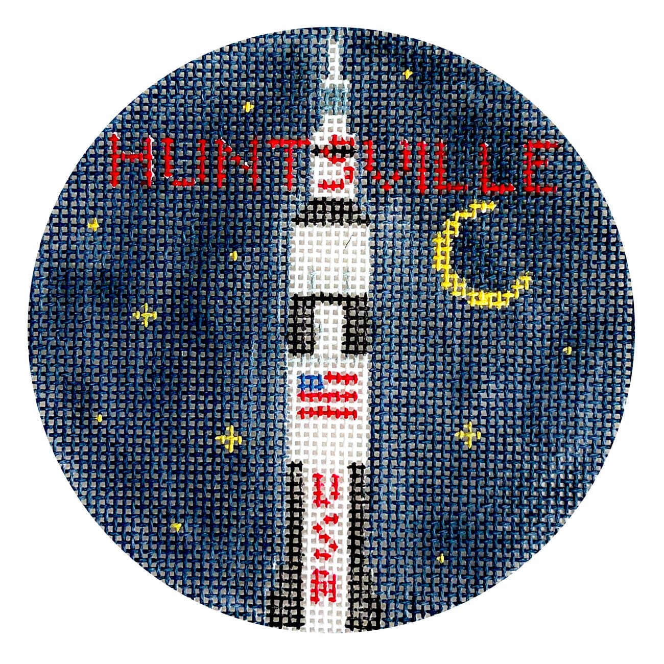 Huntsville, AL Round   NASA Center Painted Canvas Kathy Schenkel Designs  - 1
