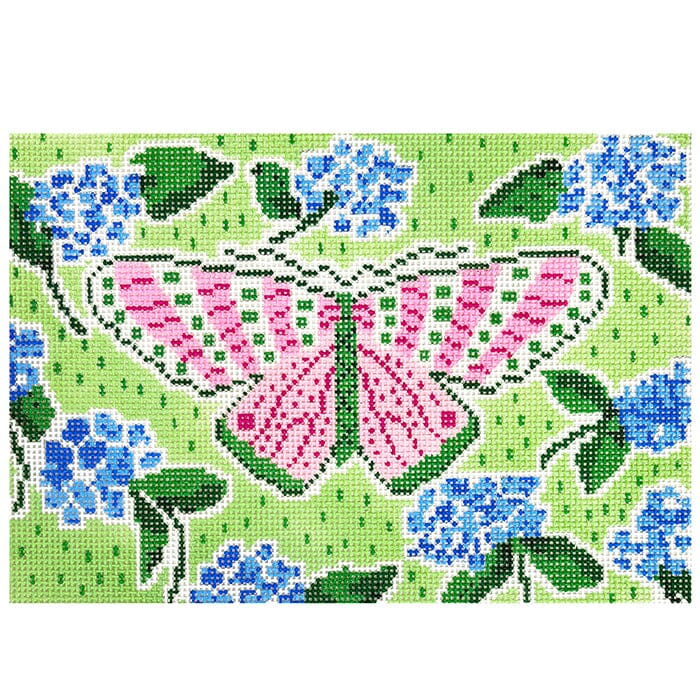 Hydrangea Butterfly Painted Canvas Camilla Moss 