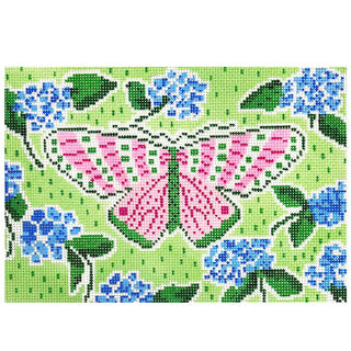 Hydrangea Butterfly Painted Canvas Camilla Moss 
