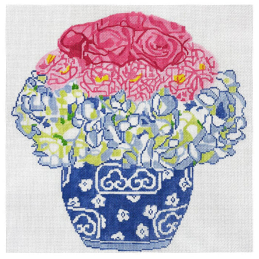 Hydrangea & Roses Bouquet Painted Canvas Jean Smith 