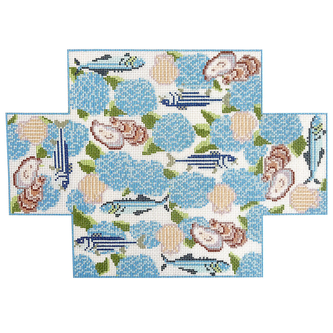 Hydrangea Sea Garden Brick Cover Painted Canvas Halcyon House Designs  - 1