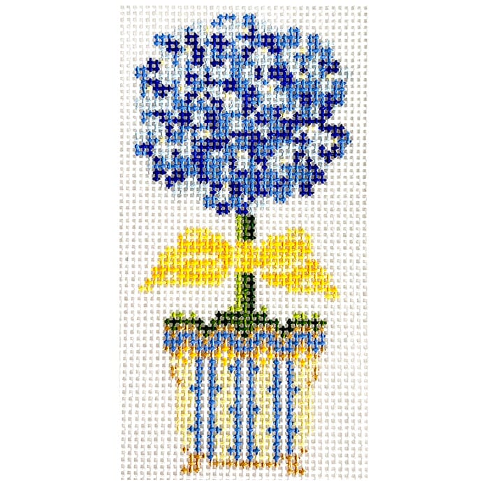 Hydrangea Topiary Ornament Painted Canvas Wipstitch Needleworks 
