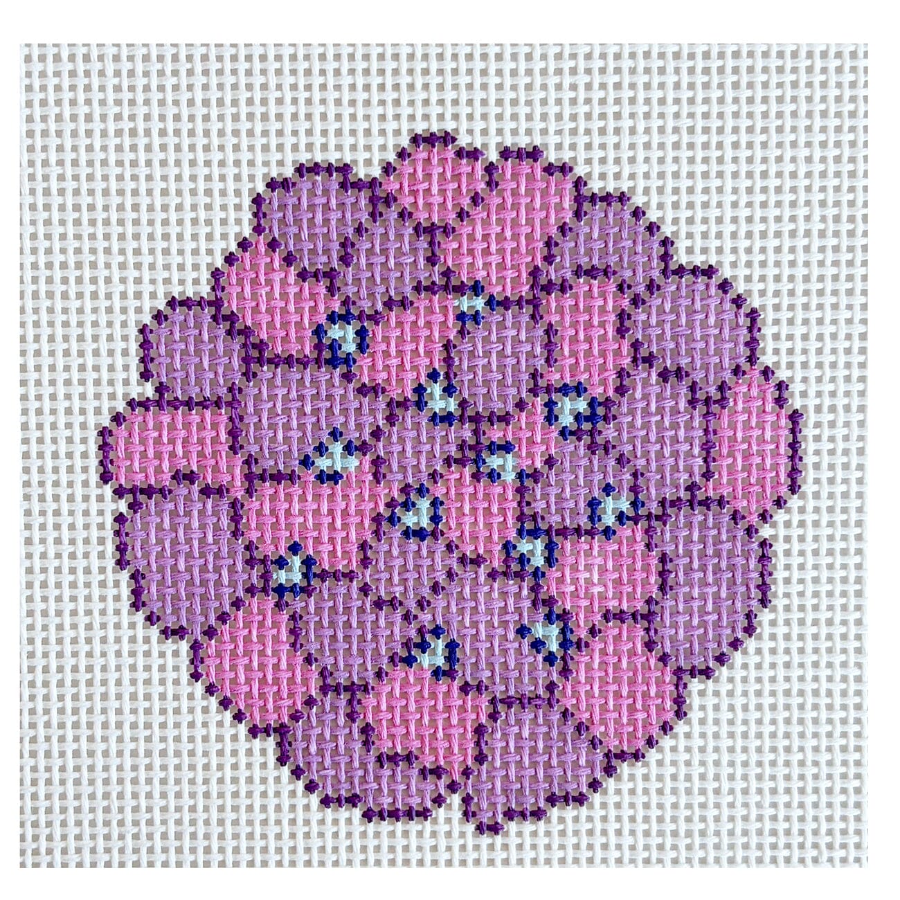 Hydrangeas Purple 4x4 Round Painted Canvas Love MHB Studio  - 1