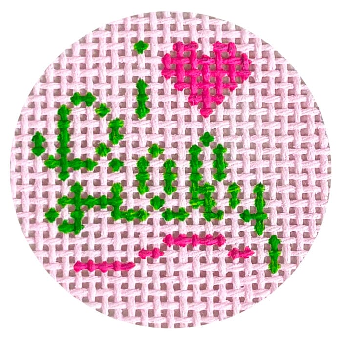 I Heart Lilly Key Fob Insert Painted Canvas Kate Dickerson Needlepoint Collections 
