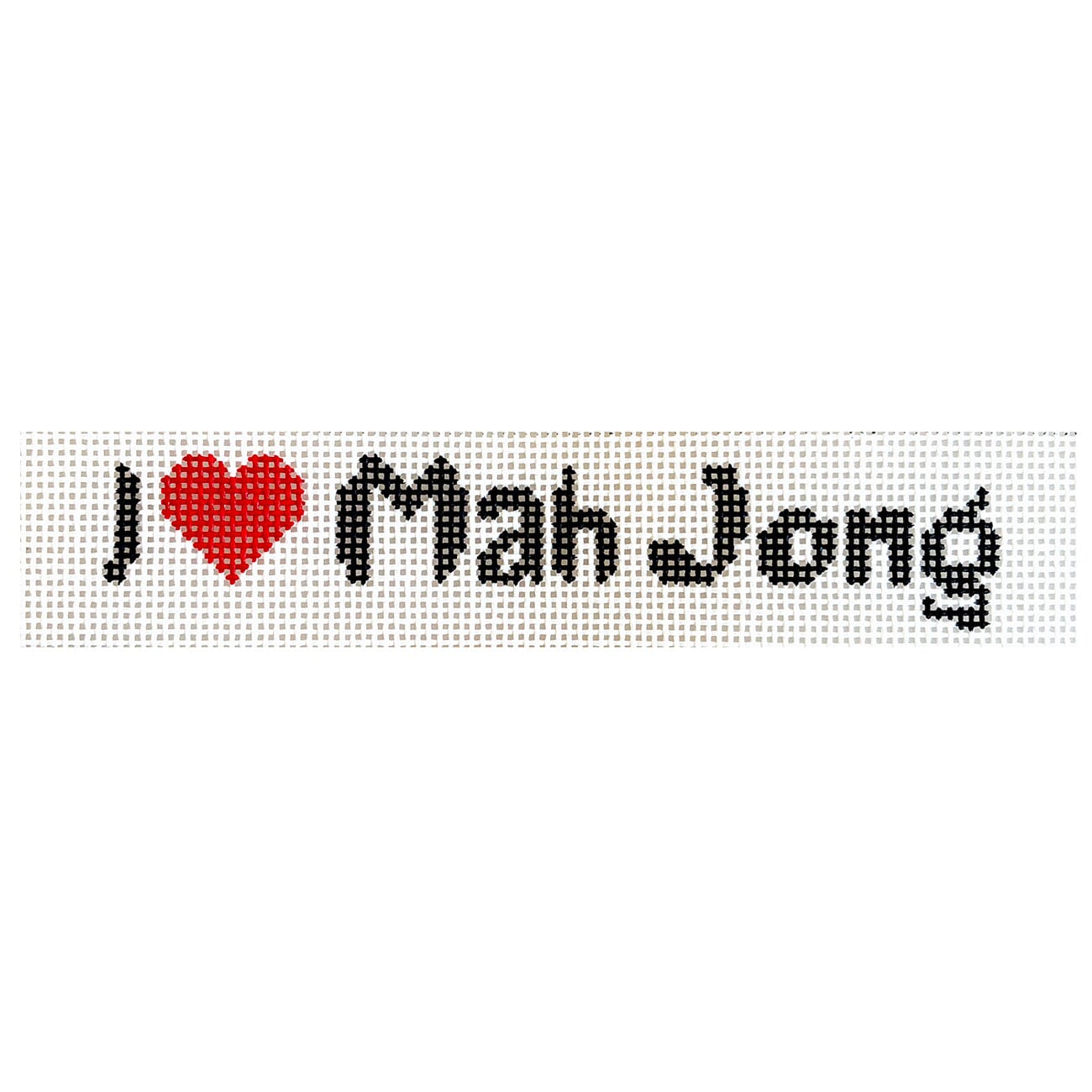 I Love Mah Jong Keyfob Painted Canvas Judy Tasch Needlepoint  - 1