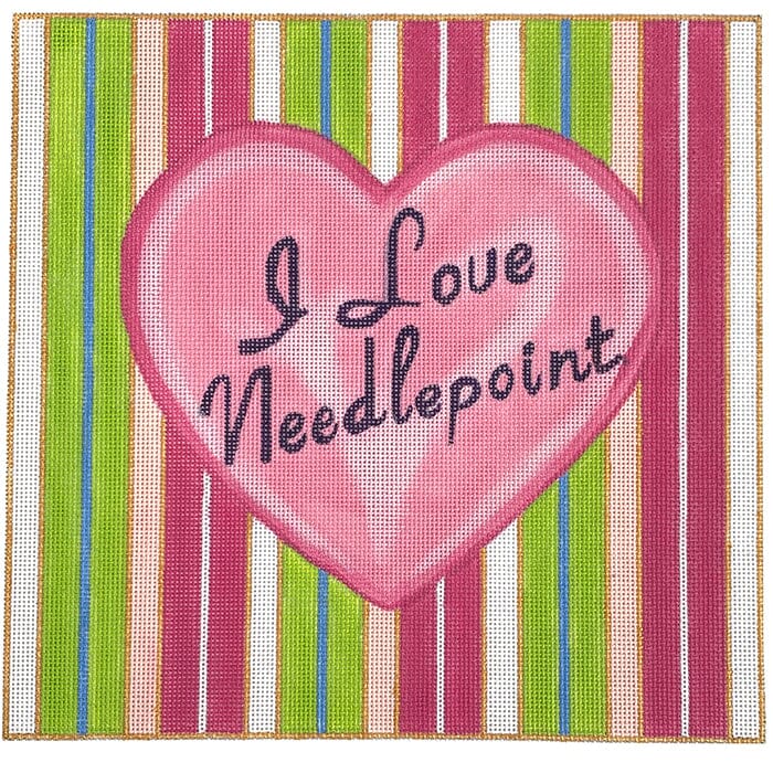 I Love Needlepoint Square Painted Canvas Raymond Crawford Designs 