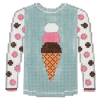 Ice Cream Cone on Blue Sweater Painted Canvas Kristine Kingston 
