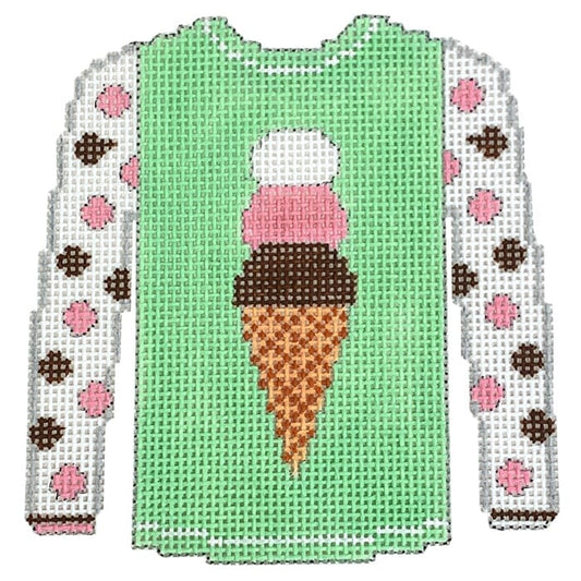 Ice Cream Cone on Pistachio Green Sweater Painted Canvas Kristine Kingston 