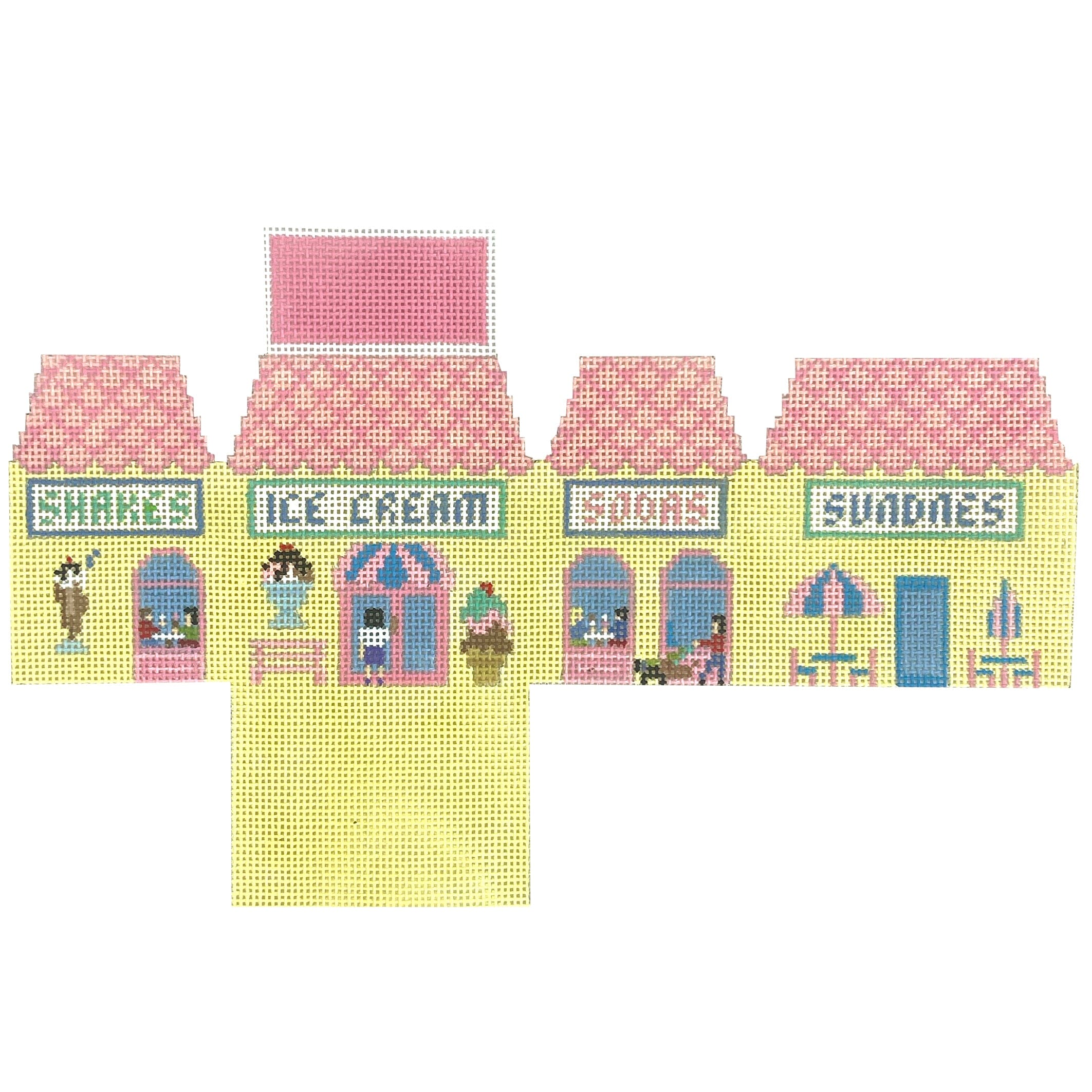 Ice Cream Parlor, Mini House   18M Painted Canvas Susan Roberts Needlepoint Designs Inc. 
