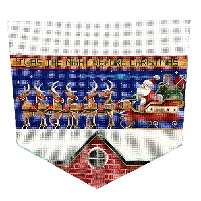 In the Roof Stocking Cuff on 18 Painted Canvas Rebecca Wood Designs  - 1