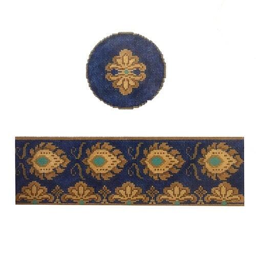 Indian Silk hinged box with hardware Painted Canvas Funda Scully  - 1